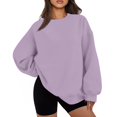 thumbnail image 2 of Resicozy Oversized Sweatshirt for Women Fall Crewneck Sweatshirt Vintage Pullover Loose Fit Cute Y2K Hoodie Light Purple M, 2 of 7