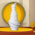 thumbnail image 3 of Jarrón nórdico de cerámica, jarrón de hilo, soporte para estudio, decoración de mesa artesanal, adorno Blanco L, 3 of 8