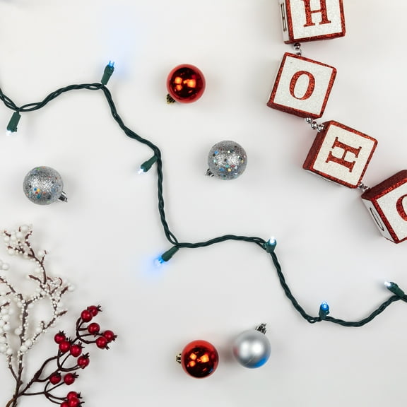 Northlight LED Wide Angle Christmas Lights - Blue and White - 16.25' Green Wire - 50ct