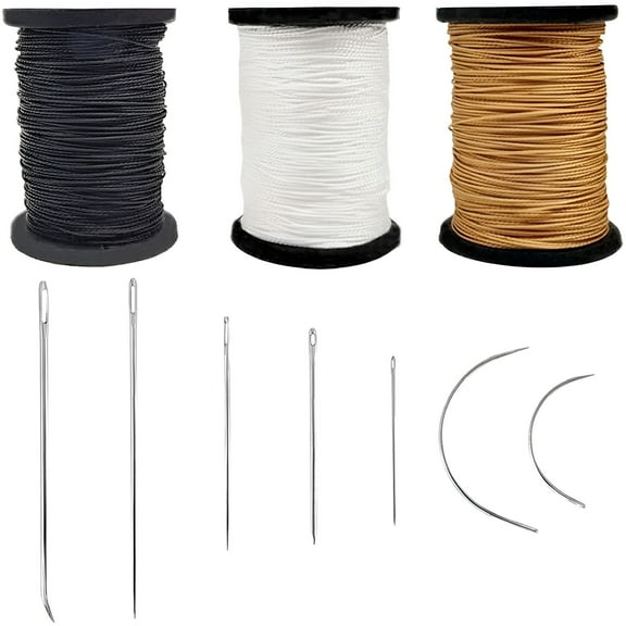 PALINO Extra Strong Upholstery Repair Sewing Thread Kit and Heavy Duty Household Hand Needles,Including 7 Styles of Leather Canvas Sewing Needles and 3 Colors Nylon Thread (70 Yard of Each Roll)
