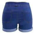 thumbnail image 4 of Tuphregyow Women's Medium Length High Waisted Washed Denim Shorts with Elastic Cuffs Straight Leg for Spring Fashion Outdoor Made with Stretchy Slimming Elastic Denim Material,Casual Wear Blue S, 4 of 9