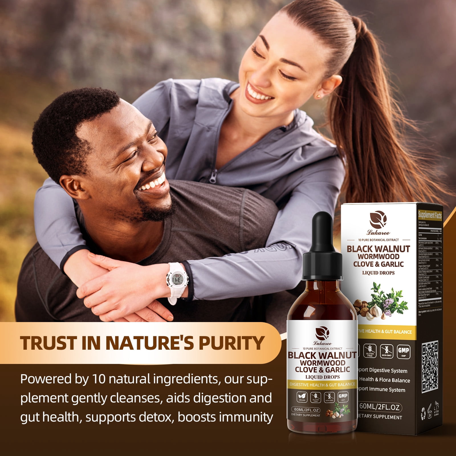 (2 Pack)Black Walnut Wormwood Tincture – Rapid Gut Cleanse & Digestive Health with Oregano Garlic & Berberine, 10:1 Ultra-Concentrated Liposomal Delivery (98% Absorption), Alcohol-Free Gut-Friendly