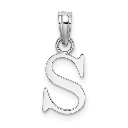 Diamond2Deal 10k White Gold Solid Block Letter S Initial Pendant for Women(L- 9.6 mm, W- 6.8 mm)