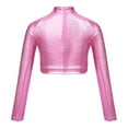 thumbnail image 2 of iiniim Girls Sequins Metallic Hip Hop Jazz Dance Crop Tops Long Sleeve Turtleneck Tank Tees Gymnastics Ballet Pink 10, 2 of 6