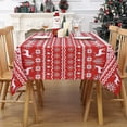 thumbnail image 3 of ZACOO Christmas Fabric Tablecloth 60"x120" Farmhouse Winter Holiday Boho Style Table Cloth Table Cover with Reindeer and Snowflake Pattern, Rectangle, 3 of 7