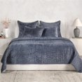 thumbnail image 5 of Pemberly Row 108" Velvet and Solid Cotton Sateen King Quilt in Fog Blue, 5 of 6