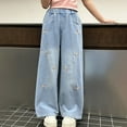 thumbnail image 4 of Ruyang Girls Bow Cute Jeans Baggy Ripped High Waist Denim Pants with Pockets Kids Wide Leg Fall Fashion Y2k Denim Trousers, 4 of 9