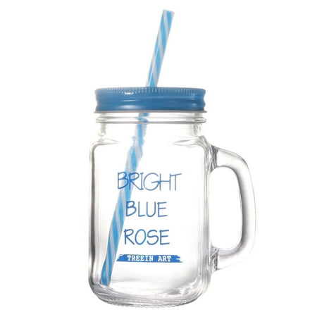 

FRCOLOR Creative 500ML Straw Mason Cup Summer Portable Juice Cup Glass Drink Cup with Straw Lid (Blue)