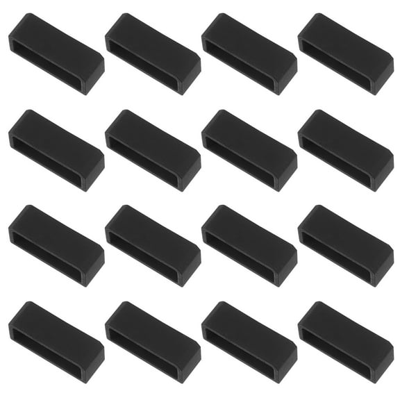 HOOWIFFY Silicone Watchband Loop Black Durable Fixing Keeper for Watch 16Pcs
