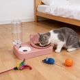 thumbnail image 4 of SHENGXINY Cat Bowl Set - 2 in 1 Stainless Steel Automatic Gravity Water Dispenser, Leakproof Clean Pet Feeder for Small Medium Dogs & Cats Pink 9.65x1.97x5.31in, 4 of 6