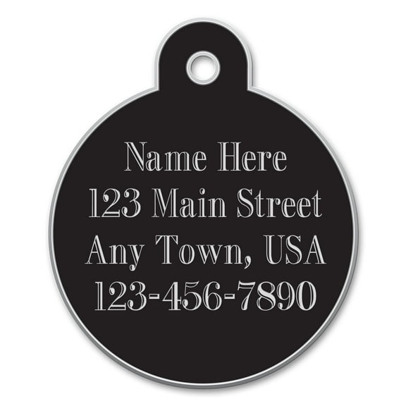 Large Circle Shaped Dog Tags, Black