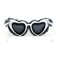 thumbnail image 4 of Womens Masquerade Fur Covered Heart Shape Cat Eye Sunglasses Grey, 4 of 4
