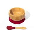 thumbnail image 1 of allBambu Bamboo Baby Bowl with Suction & Spoon - Cherry, 1 of 6