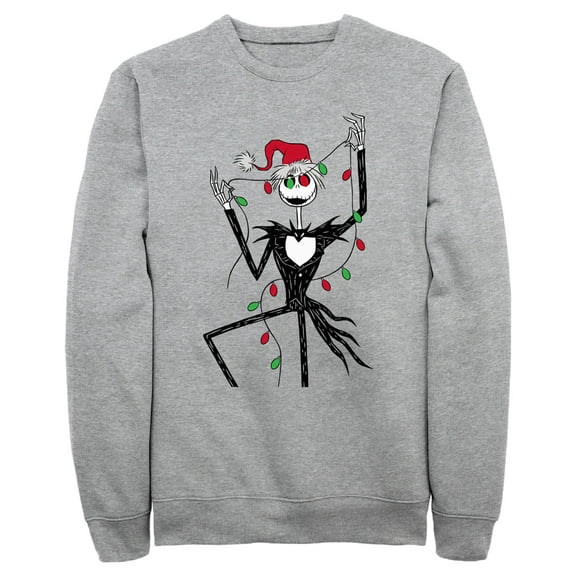 Men's The Nightmare Before Christmas Jack Christmas Lights Sweatshirt Athletic Heather Large