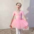 thumbnail image 4 of ‌LYMAYTER Girls Ballet Leotard kids Short Sleeve Dance Suit Cute Glitter Dance Dress Outfit 3-11Y, 4 of 8