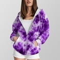 thumbnail image 4 of zaveiop Zip up Hoodies for Women Tie-Dye Acid Wash Oversized Sweatshirt Fall Fashion Jacket Cute Y2k Winter Teen Girls Pullover (Purple, L), 4 of 6