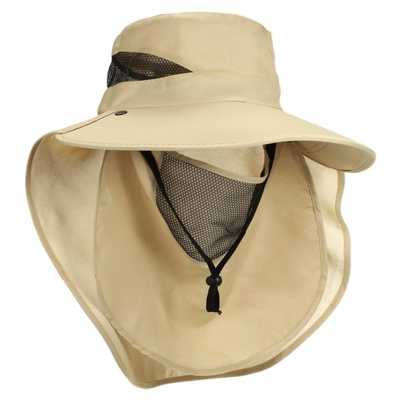 Uxcell Wide Brim Bucket Hat Sun Hat with Removable Neck Face Flap, Khaki