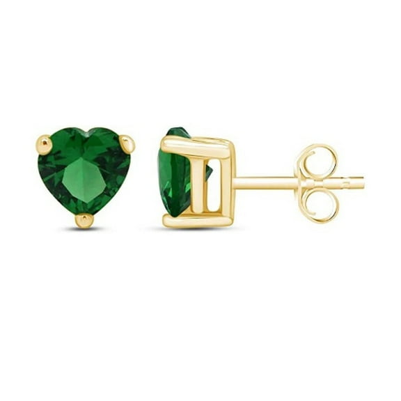 PJ Jewelry Emerald Heart Cut Stud Earrings, 2 ct. t.w., 14K Yellow Gold-Plated