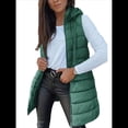 thumbnail image 2 of Chaleco para Mujer, Color Liso, Sin Mangas, con Capucha, para Invierno, Abrigo Acolchado. Verde 4XL, 2 of 6