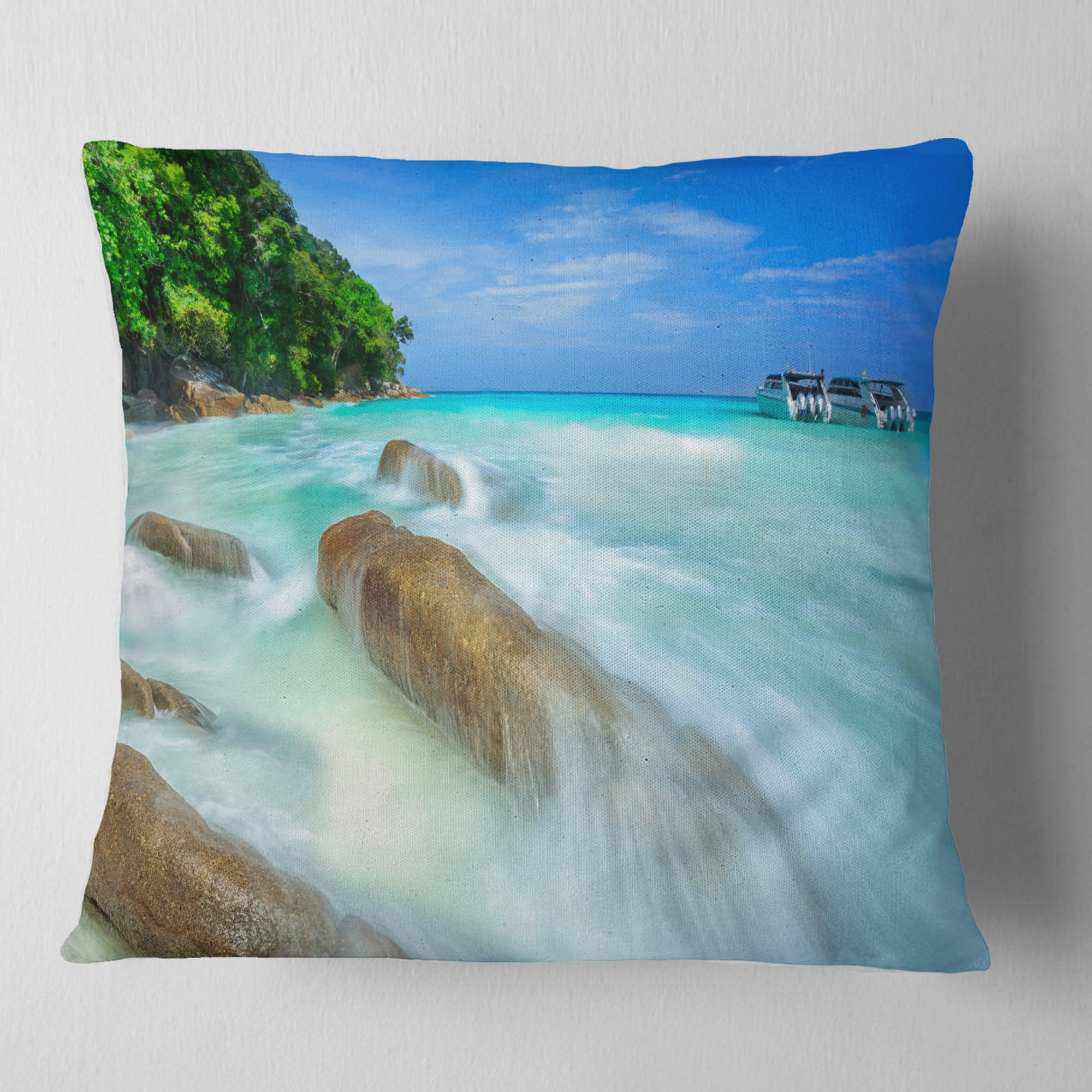 Designart Tachai Island in Thailand Landscape - Photography Throw Pillow - 16x16