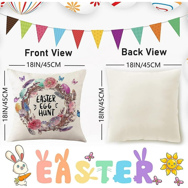 Juego De 2 Fundas De Almohada De Pascua De 18 X 18 Pulgadas, Fundas De Almohada
