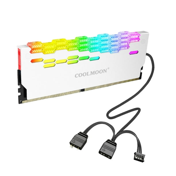 Disipador de calor de 3 pines x 2, enfriador de 4 pines con carcasa de controlador, chaleco de refrigeración ARGB de 5 V blanco