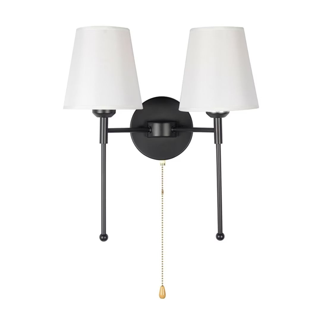 2Light Modern Wall Sconce with Gold Pull Chain for Hallway Beside