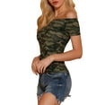 thumbnail image 5 of Allegra K Women's  Slim Fit Short Sleeves Off the Shoulder Cropped Top, 5 of 7