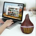 thumbnail image 5 of Hgallory Household Aroma Diffuser with LED Colorful Lights, 300ml Wood Grain Vase USB Desktop Aromatherapy Oil Diffusers, Quiet Portable Humidifiers for Bedroom, 1PC, A, 4.3"x4.3"x5.7", 5 of 8