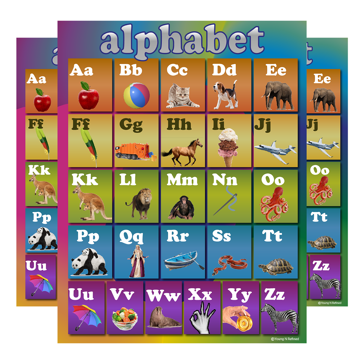 ABC alphabet poster EXTRA LARGE teaching Chart Clear White LAMINATED huge  and child bedroom poster edu
