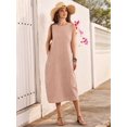 thumbnail image 6 of Summer Dresses for Women Casual Maxi Dress Vacation Long Sundresses Plaid Striped with Pockets Camel Checkered XL, 6 of 9