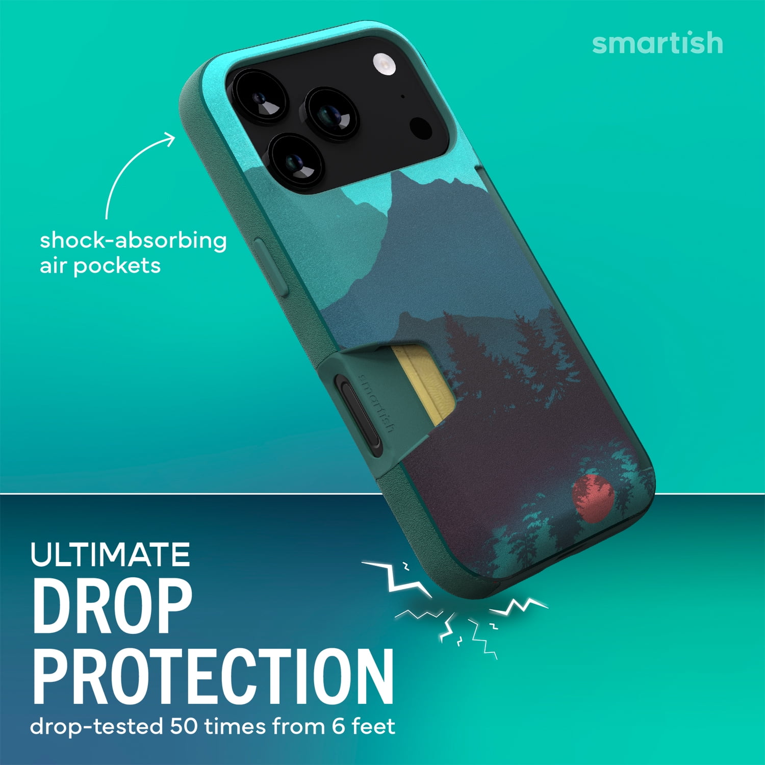 Smartish® iPhone 17 Pro Wallet Case - Wallet Slayer Vol. 1 [Slim + Protective] Credit Card Holder - Drop Tested Flip Hidden Card Slot Cover For Apple iPhone 17 Pro - Moving Mountains