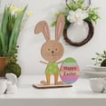 thumbnail image 4 of Small Accent Table for Small Spaces Wooden Easter Rabbit and Egg Decoration 10x15cm, Multicolor Patterned Tabletop Ornament, Dining Table for Small Spaces Party Decor and Centerpiece, 4 of 6