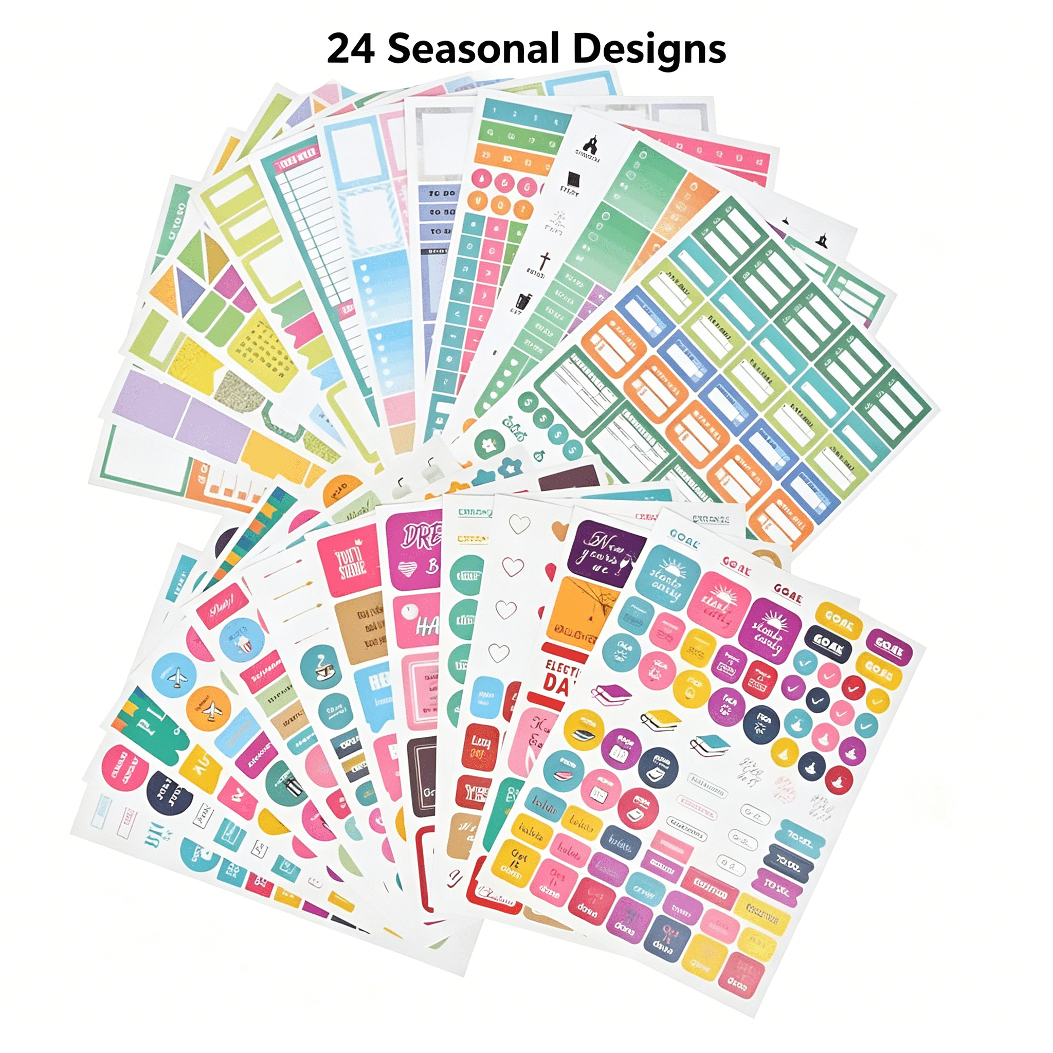 CCOCC 2026 New 24 Sheets Planner Stickers Monthly Tabs for Diy Calendar,Weekly Daily Planner Stickers Work Planning Budget Decals