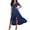 Navy, variant on Women's Plus Size Maxi Dress with Wrap V-Neck, High Slit and Short Sleeves for Multiple Occasions