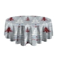 thumbnail image 5 of Light Blue Christmas Tree Pattern Round Tablecloth 60"x60",Wrinkle Wipeable Table Cloth for Kitchen Dining Room Picnic Patio Party, 5 of 6