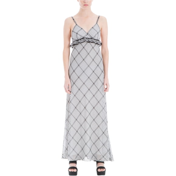 Max Studio London Maxi vestido con volantes para mujer, blanco, mediano