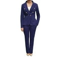 thumbnail image 2 of Womens Double Breasted Gold Button Front Blazer (Navy,Medium), 2 of 8