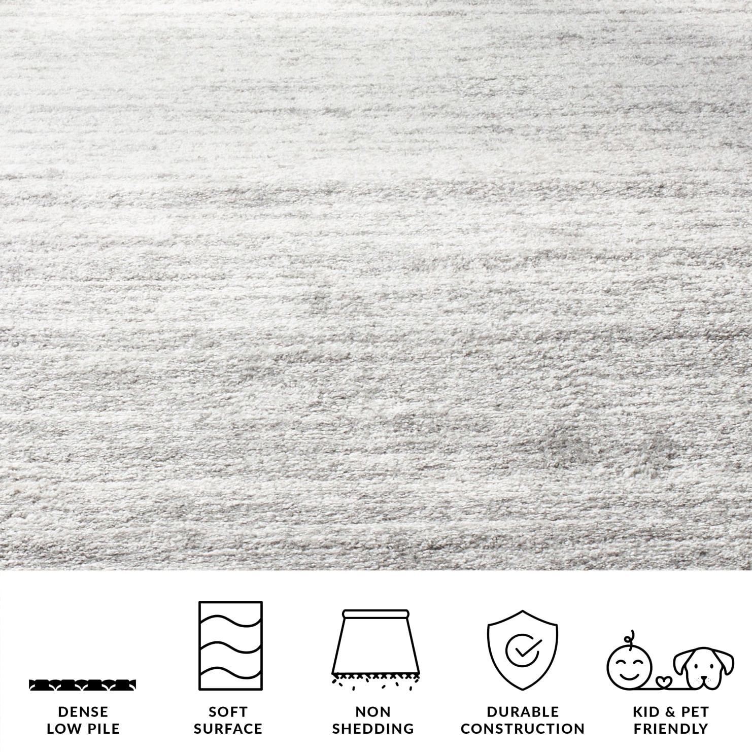 SAFAVIEH Adirondack Esmond Striped Area Rug, Ivory/Silver, 8' x 8' Square - Modern Design, Ivory & Silver, Ideal for Living Room, Bedroom, Dining Space