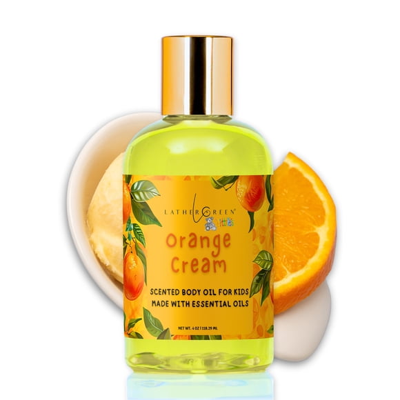 Orange Cream Kids Natural Body Oil, Gentle Hydration & Soothing Scent - 4 oz by LatherGreen