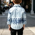 thumbnail image 4 of LJEFF Little Boys Patchwork Plaid Button Shirt, Pocket Soft Chest Loose Breathable Lightweight Gift Kids Top Light Blue Size 5-6, 4 of 9