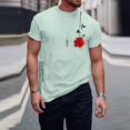 thumbnail image 4 of Rggeeun Men'S T-Shirts Cute Rose Floral Print Cotton Blend Lightweight Crew Neck Short Sleeve Relaxed Fit For Summer Travel Party Classic Tee,Mint Green,S, 4 of 4