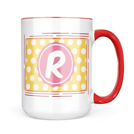 

Neonblond Monogram R Yellow Polka Dots Mug gift for Coffee Tea lovers