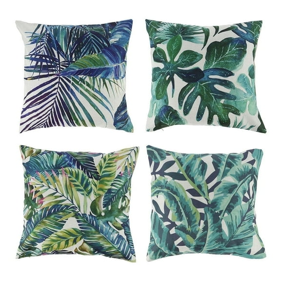 HOTBEST 4PCS Throw Pillow Covers,Cushion Covers,Tropical Plants Pattern Waterproof Covers, Outdoor Throw Pillow Case for Outdoor Patio Garden Blench Living Room Sofa 45x45cm