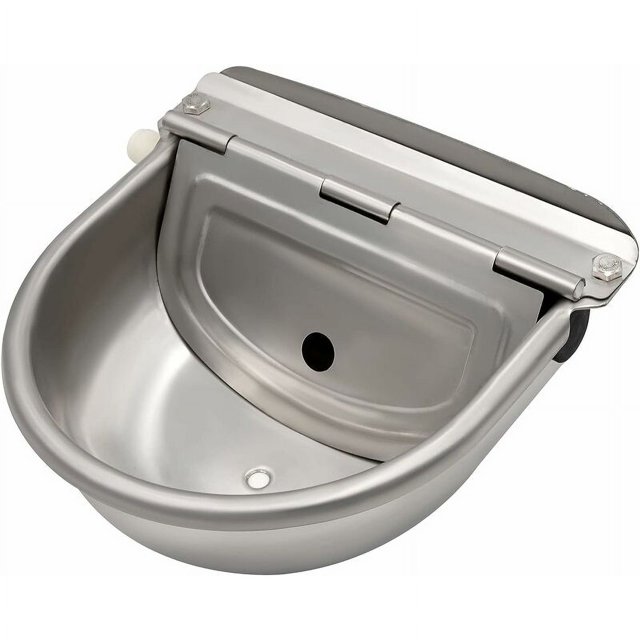 Bebedero de agua de acero inoxidable con tapón de drenaje y válvula de flotador ajustable para caballos, perros, ganado, cabras, ovejas, cerdos, bebedero automático para ganado
