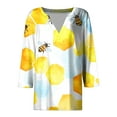 thumbnail image 4 of CYMMPU 3/4 Sleeve Blouses for Women Dressy Casual V Neck Fall Fashion Shirts Spring Tops Loose Fit Tunic Tops Bee Pattern Business Elegant Work Topss Multicolor XXXXL, 4 of 5