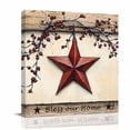thumbnail image 2 of Canvas Wall Art Farmhouse American Canvas Art Print Country Star Berries Vintage Wood Grain Pictures Wall Decor for Living Room Bedroom Artwork Decorations Stretched Framed Ready to Hang 8"x8", 2 of 9