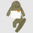 thumbnail image 2 of Towmus Toddler Baby Boy Color Block Long Sleeve Fall Winter Clothes Trendy Hoodie & Sweatpants Set 2Pcs Unisex Outfit 3-24 Months, 2 of 9