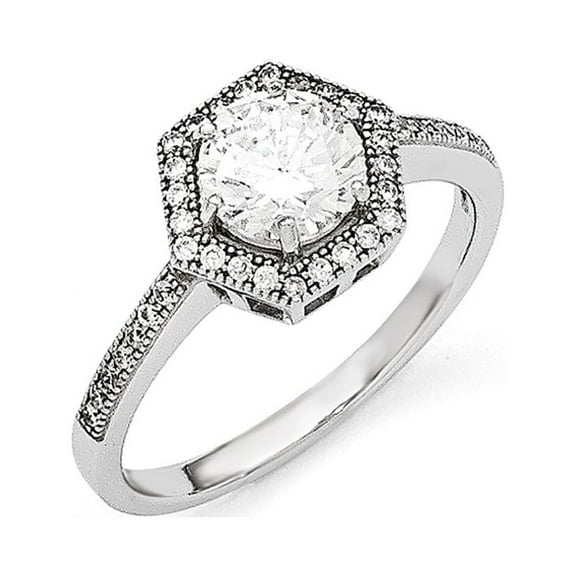 Sterling Silver and Cubic Zirconia Brilliant Embers Ring - Size 7