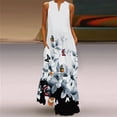 thumbnail image 2 of Robes d'Été pour Femmes Robe Maxi Sans Manches à Imprimé Col en V Robe de Soirée d'Été avec Poches, 2 of 4